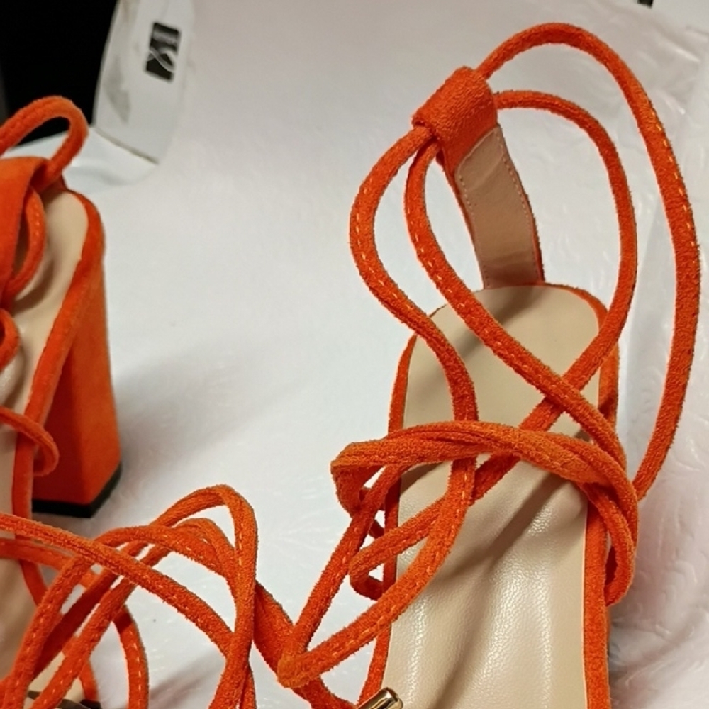 Amazon Essentials Vibrant Orange Strappy Sandals - image 3